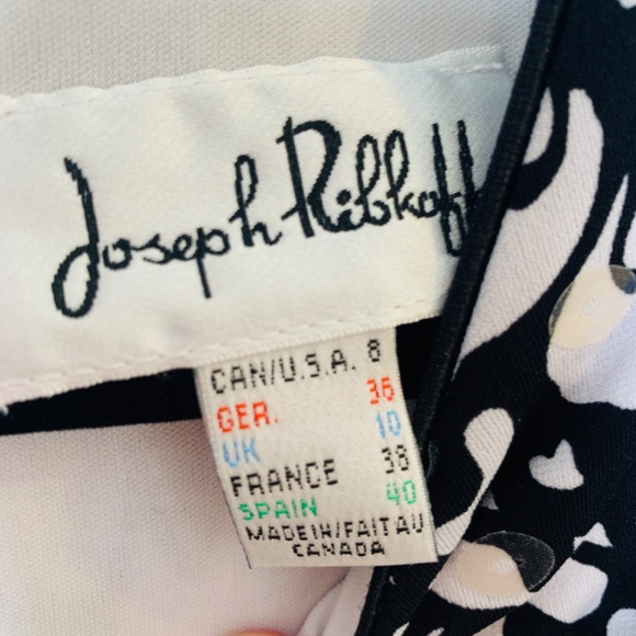 Joseph Ribkoff Damask Print Dress Size 8 Black White Sequins Body Con - Picture 4 of 14